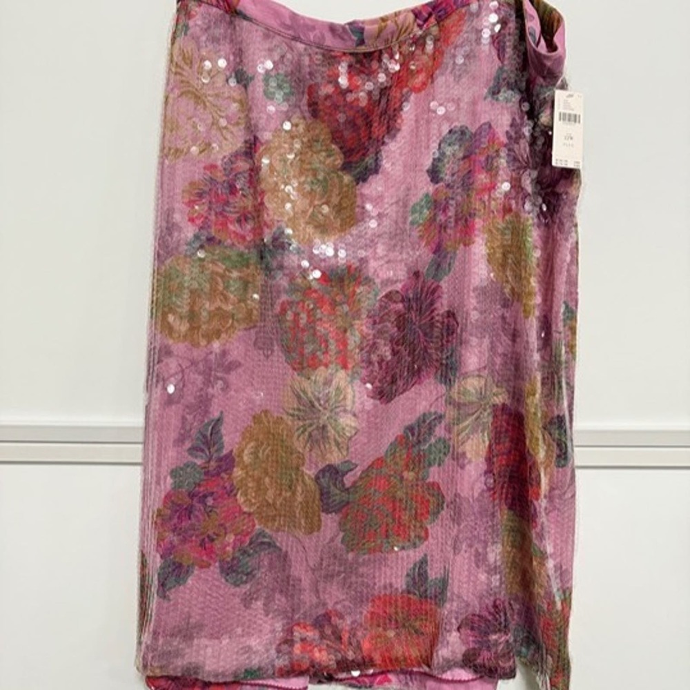 Anthropologie Sequin Floral Skirt